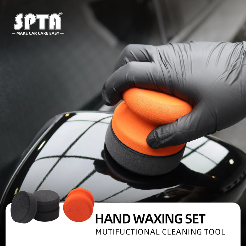 SPTA 3 Inch 73mm Car Polishing Hand Applicator Foam Sponge Set For Auto Waxing Accessories