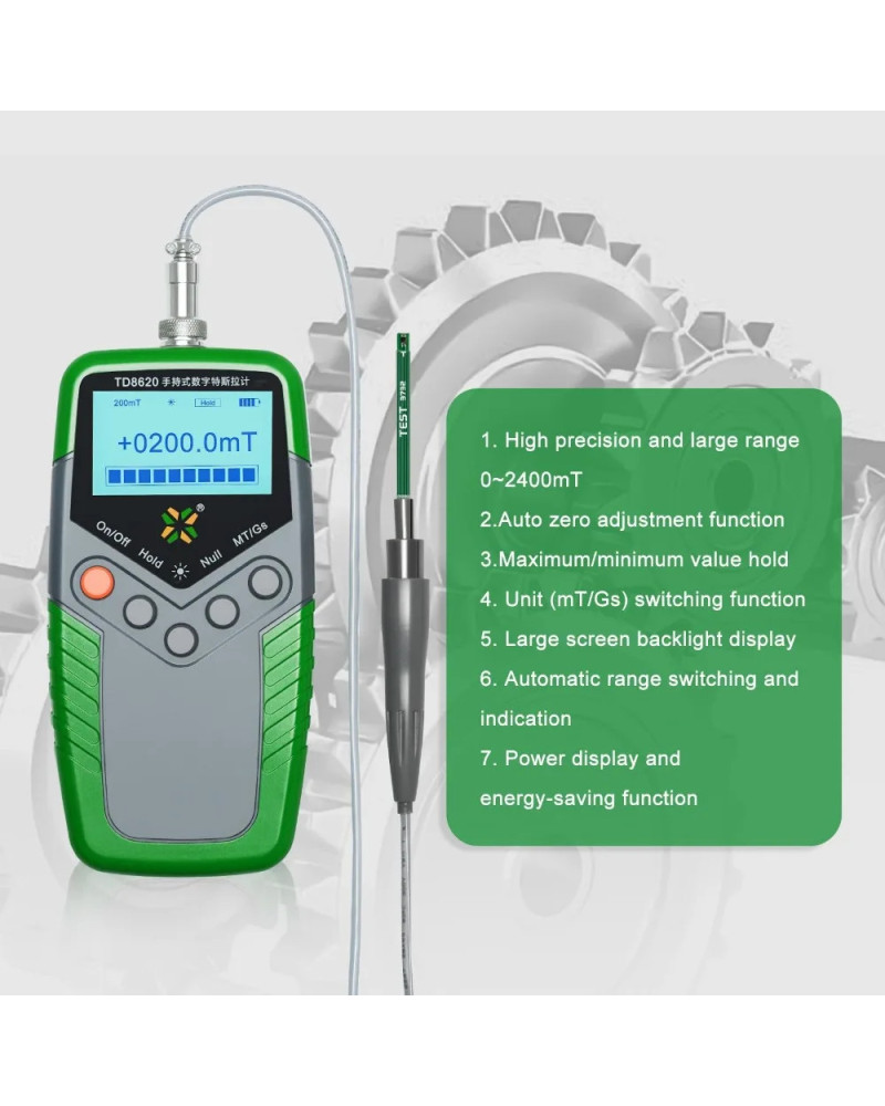 TD8620 Handheld Gaussmeter 0-2400mT Range Surface Magnetic Field Digit