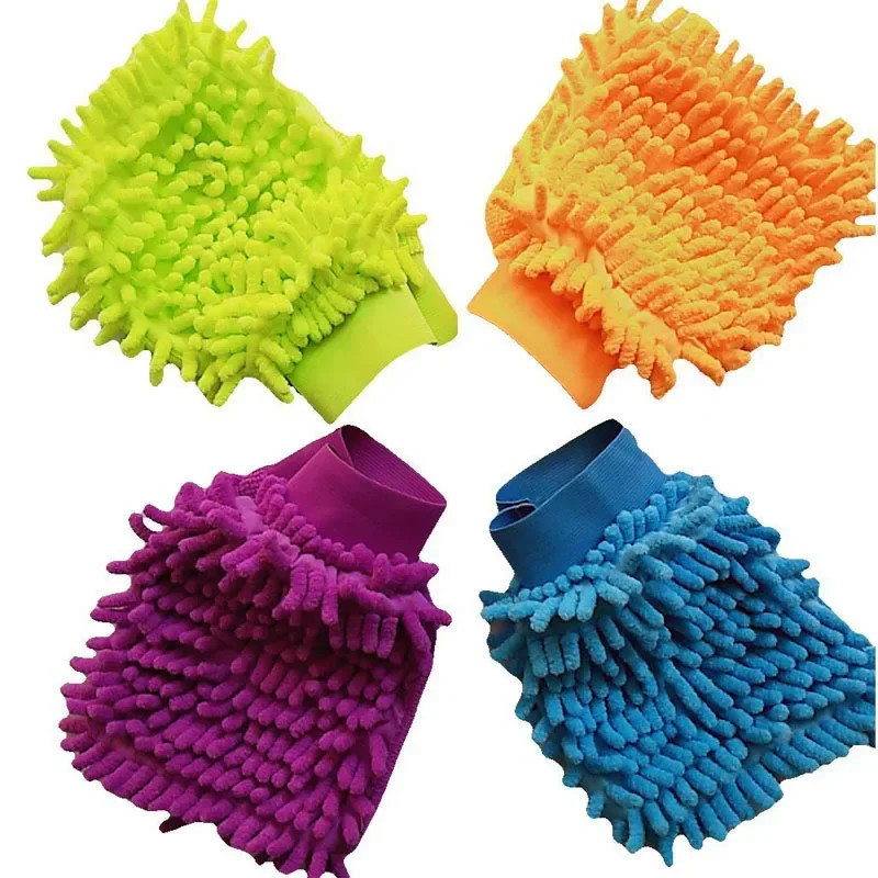 Gants de lavage de voiture à double face, mitaine imperméable en chenille, mitaine arrière en maille souple, brosse de détail d'