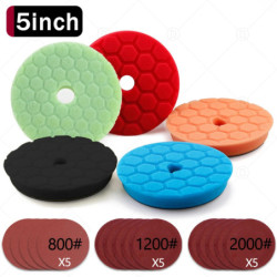 5/6 Inch 125/150mm Heavy Cutting Sponge Pad Car Headlight Buffing Waxing Detailing Washing Cleaning Polishing Disc Pads Kit