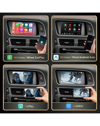 Road Top CarPlay inalámbrico Android Auto para Audi Q5 B9 A4 A5 2009-2017, con funciones de reproducción de coche AirPlay Mirror