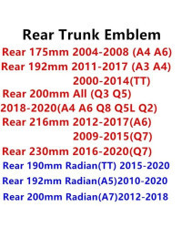 Capó de coche ABS para Audi A3, A4, A5, A6, A7, Q2, Q3, Q5, Q8, TT, Sline, 4 anillos, capó delantero, parrilla, maletero trasero