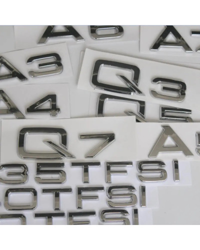 Letras cromadas para Audi, insignias de emblemas para Audi A3, A4, A5, A6, A7, A8, A4L, A6L, A8L, Q3, Q5, Q7, Q8, 35, TFSI 40, T