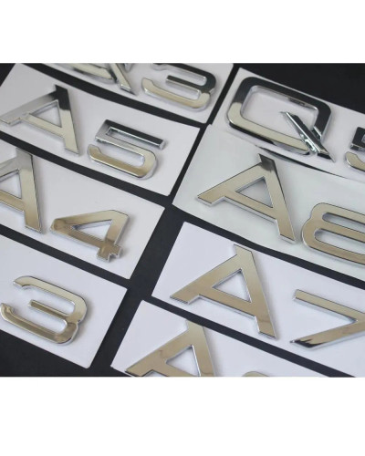 Letras cromadas para Audi, insignias de emblemas para Audi A3, A4, A5, A6, A7, A8, A4L, A6L, A8L, Q3, Q5, Q7, Q8, 35, TFSI 40, T