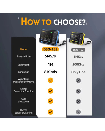 FNIRSI DSO153 Digital Mini Oscilloscope Signal Generator 2in1 1MHz Ban