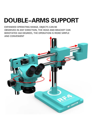 RF4 7X-50X 360° Rotation Dual Arm Bracket Boom Lndustrial Laboratory M