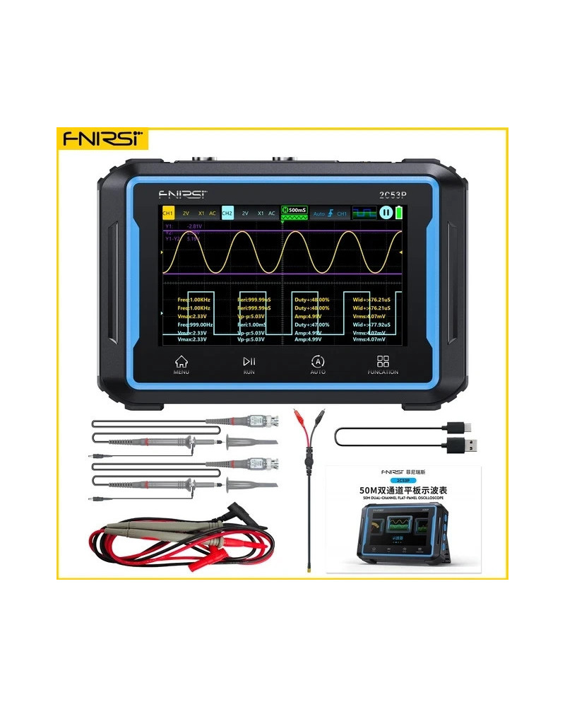 FNIRSI 2C53P Touch Screen Portable Digital Oscilloscope Multimeter Sig