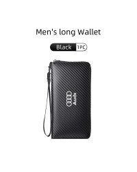 Cartera larga de negocios para hombre, bolso de mano de fibra de carbono, monedero, tarjetero para Audi A1, A3, A4, A5, A6, A7, 