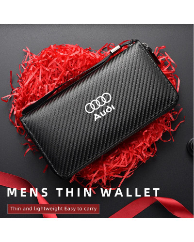 Cartera larga de negocios para hombre, bolso de mano de fibra de carbono, monedero, tarjetero para Audi A1, A3, A4, A5, A6, A7, 