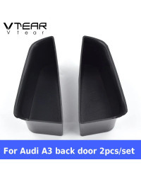 Vtear-caja de almacenamiento de puerta para Audi A3, contenedor de manija de puerta de coche, soporte de bolsillo, cubierta de l