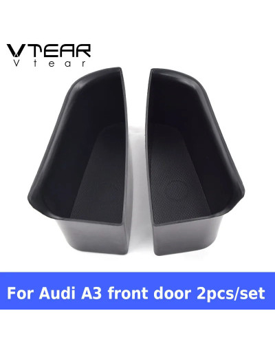 Vtear-caja de almacenamiento de puerta para Audi A3, contenedor de manija de puerta de coche, soporte de bolsillo, cubierta de l