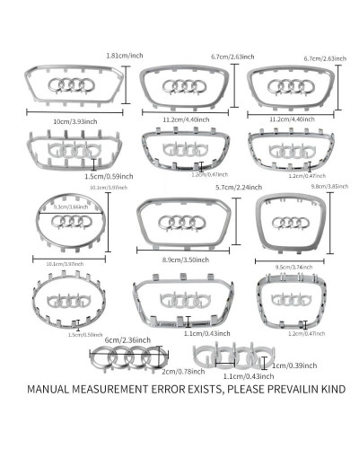 Emblema de repuesto para volante de coche, accesorios de reacondicionamiento automático para AUDI A6L, Q7, Q3, Q5, A7, A5, A3, A