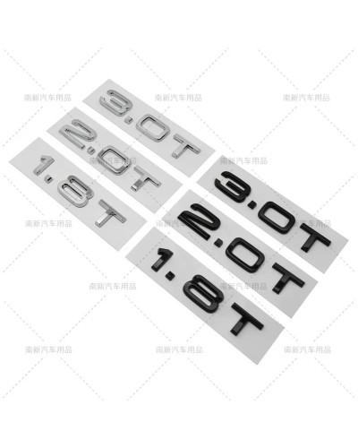 Letras ABS 3D 1,8 T 2,0 T 3,0 T, insignia de maletero trasero, emblema adhesivo, logotipo de coche para Audi A3, A4, A5, A6, A7,