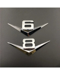 Insignia de guardabarros de maletero trasero, calcomanías de Metal 3D, cromado, negro, V6, V8, emblema para BMW, Audi, Ford, Nis