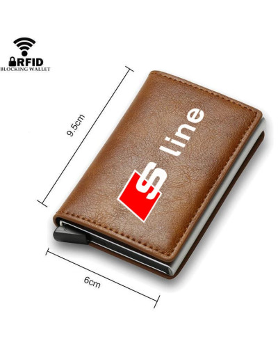 Cartera de cuero de fibra de carbono para hombre, antirrobo, Rfid, tarjeta de crédito, PU, regalos para Audi S Line S4, S3, S5, 