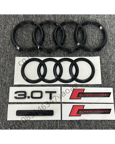 Pegatina de coche modificada combinada supercargada con logotipo de cuatro anillos para Audi A7, delantero y trasero, Quattro 20