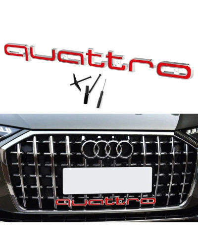 Insignia de rejilla delantera de coche, emblema de ABS Quattro 3D para Audi SLine A5, C6, C5, A1, A7, Q3, TT, S3, B5, A3, 8P, 8V