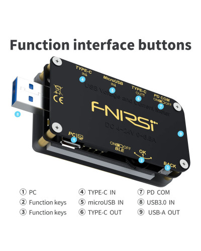 FNIRSI FNB48S PD Trigger Voltmeter Ammeter Current DC 4-24V USB Capaci