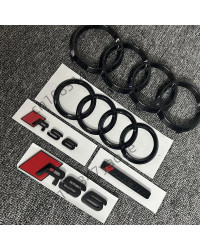 5 unids/set adecuado para Audi RS6, logotipo de combinación modificado, insignia delantera y trasera de cuatro anillos, pegatina