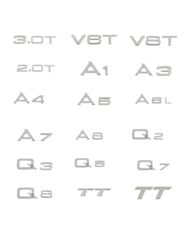 Pegatina de logotipo trasero cromado para Audi A1, A3, A4L, A5, A6, A7, A8L, Q2, Q3, Q5, Q7, Q8, 3D, ABS, negro brillante, TDI, 