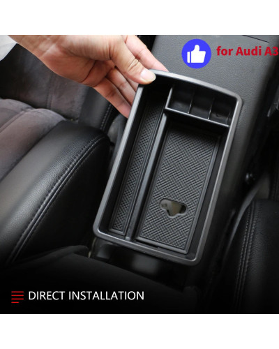 Caja de almacenamiento para Reposabrazos de coche, contenedor de ABS, consola central, accesorios para Audi A3 8V 2013 - 2019