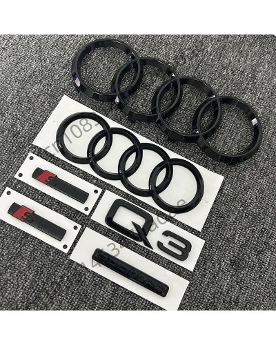 Pegatina de coche para reacondicionamiento de Audi Q3, insignia de maletero Quattro, logo de cuatro anillos delantero y trasero 