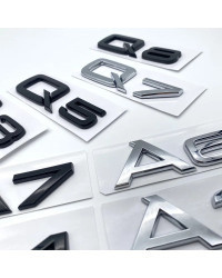 Emblema de letras y números 3D para Audi, placa de identificación de tapa de maletero de coche, pegatina de logotipo, cromado, n