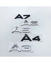 Emblema de letras y números 3D para Audi, placa de identificación de tapa de maletero de coche, pegatina de logotipo, cromado, n