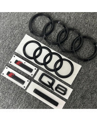 Insignia de logotipo de cuatro anillos para Audi Q8, etiqueta lateral Sline Quattro, etiqueta trasera, letra 3D, 2018-2024, 6 un