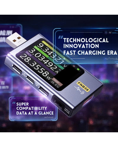 FNIRSI USB Tester Voltmeter Ammeter TYPE-C Fast Charge Detection Trigg