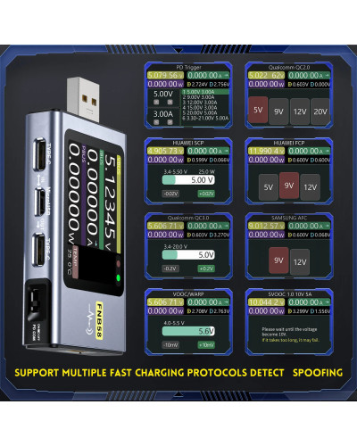 FNIRSI USB Tester Voltmeter Ammeter TYPE-C Fast Charge Detection Trigg