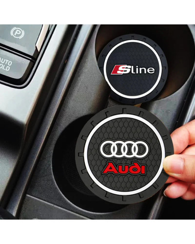 Posavasos de coche con ranura para taza de agua, alfombrilla antideslizante, soporte de silicona para Audi Sline QUATTRO RS A3 A