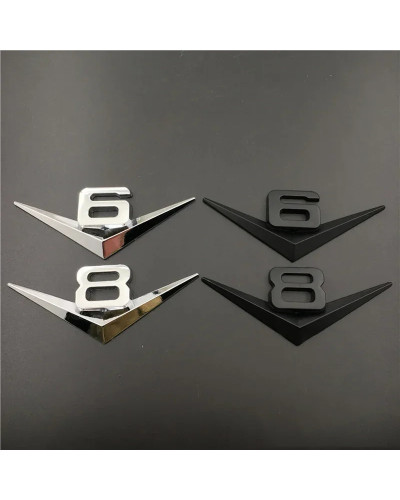 Insignia de guardabarros de maletero trasero, calcomanías de Metal 3D, cromado, negro, V6, V8, emblema para BMW, Audi, Ford, Nis