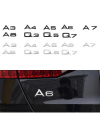 Emblema de números con letras 3D, cromado, brillante, negro, para Audi A3, A7, A5, A6, A8, Q7, A4, Q2, Q3, Q5, placa de identifi