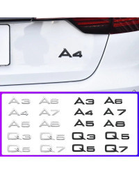 Emblema de números con letras 3D, cromado, brillante, negro, para Audi A3, A7, A5, A6, A8, Q7, A4, Q2, Q3, Q5, placa de identifi