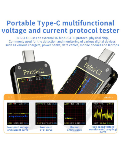 FNIRSI-C1 Type-C PD Trigger USB-C Voltmeter Ammeter Fast Charging Prot