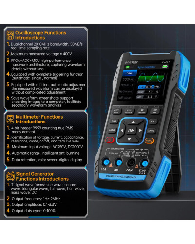 FNIRSI 2C23T Digital Multimeter Handheld Oscilloscope 10MHZ*2+ Functio