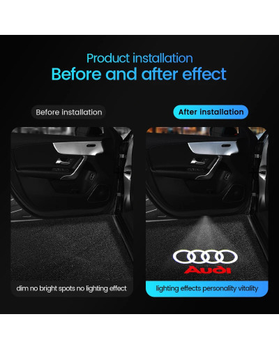 Luces LED de bienvenida para puerta de coche, luces de sombra automática para AUDI SLINE QUATTRO S3, S4, S5, S6, S7, S8, RS, A3,