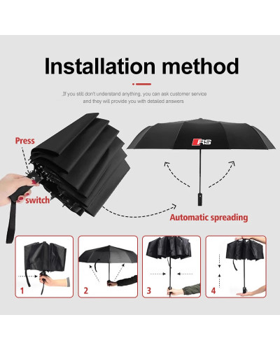 Paraguas plegable automático con logotipo de coche, sombrilla resistente al viento para Audi Quattro A4, A5, Q5, A1, Q7B6, B8, B