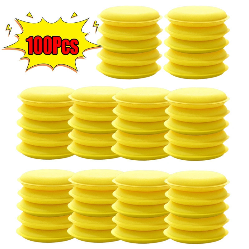 100Pcs Car Waxing Polish Sponges Car Detailing Tools High Density Foam Applicator Pads Curing and Polishing Sponge Car Wash