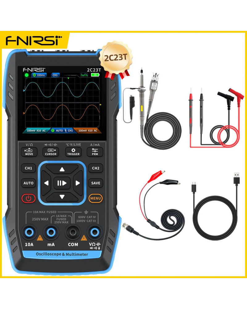 FNIRSI 2C23T 3IN1 Dual Channel Digital Oscilloscope Multimeter + Funct