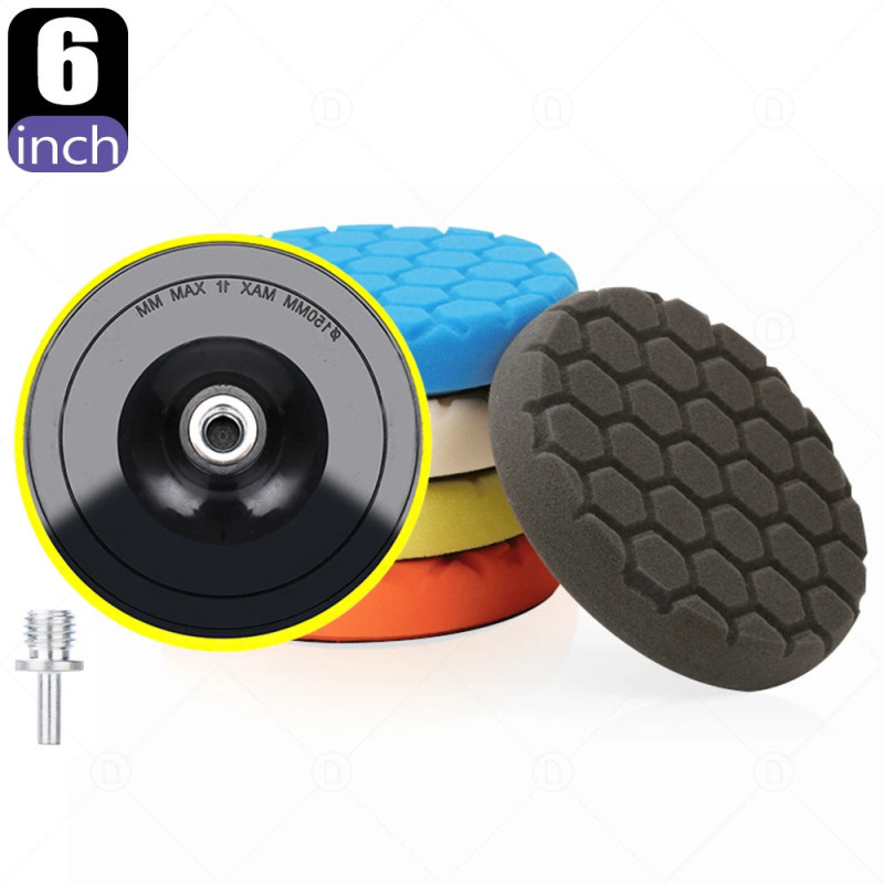 5/7PCS Car Waxing Polishing Pad Kit 3/4/5/6/7Inch Buffing Sponge For Auto Headlight Polisher Power Tools Accessories Car Repair