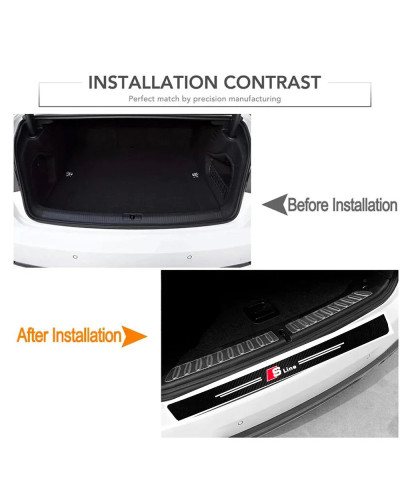 Pegatinas protectoras de alféizar de fibra de carbono para puerta de coche, para Audi Sline Quattro A1 A2 A3 A4 A5 A6 A7 A8 Q1 Q