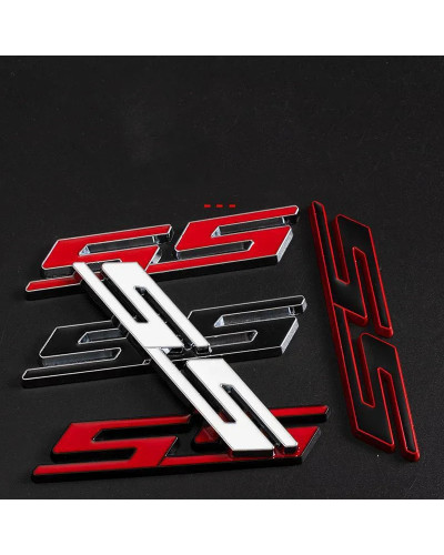 Calcomanía de Metal 3D para maletero de coche, logotipo rojo, negro, plateado, SS, emblema, accesorios para Chevrolet Camaro Bum