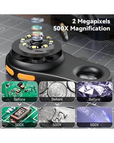 2.0inch 500X Digital Microscope 1080P Video Coin Microscopio with Magn