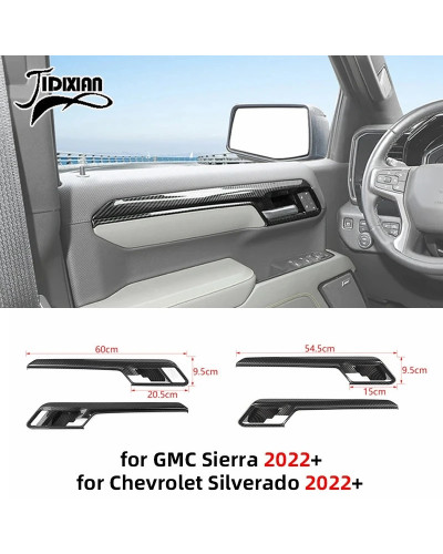 JIDIXIAN-cubierta de decoración Exterior Interior de coche, fibra de carbono, grano, para Chevrolet Silverado 2019 Up, para GMC 