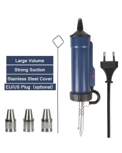 Tin Sucker Vacuum with 3 Suction Nozzle EU/US Plug Soldering Remove Pu