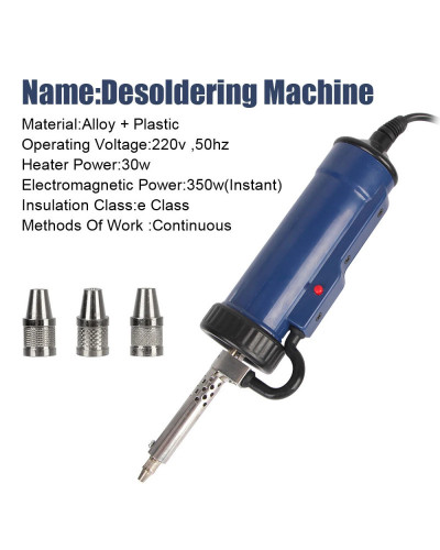 Tin Sucker Vacuum with 3 Suction Nozzle EU/US Plug Soldering Remove Pu