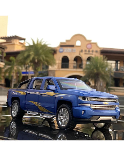 Chevrolet Silverado Pickup modelo de coche de aleación, vehículo de juguete de Metal fundido a presión, modelo de coche de simul