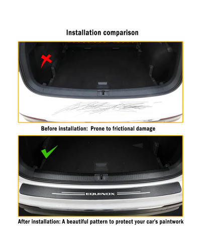 Placa protectora de parachoques del maletero trasero del coche, tira adhesiva protectora antiarañazos de fibra de carbono para C